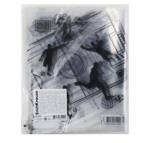 Обложка Sport DNA для тетрадей и дневников, полипропилен, 212*347 мм, 80 мкм, 12 шт, цвет прозрачный с рисунком Erich Krause 61120