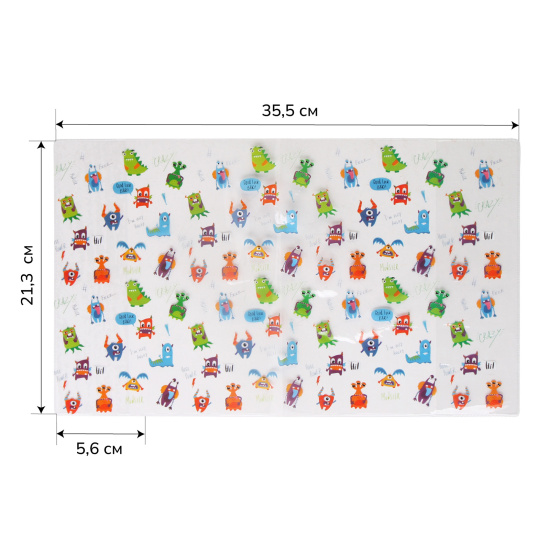 Обложка Monsters для тетрадей и дневников, ПВХ, 213*355 мм, 140 мкм, 3 шт, цвет прозрачный с рисунком deVENTE 8051107