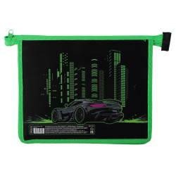 Папка для тетрадей, А5, картон, пластик, на молнии сверху, для мальчиков, City car, КОКОС, 251734