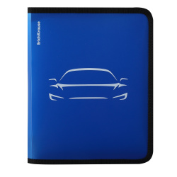 Папка для тетрадей, А5, пластик, на молнии вокруг, цвет синий, для мальчиков, Ice Metallic Cars, Erich Krause, 59808