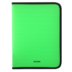 Папка для тетрадей, А5+, пластик, на молнии вокруг, цвет зеленый, универсальный, KLERK, 241261