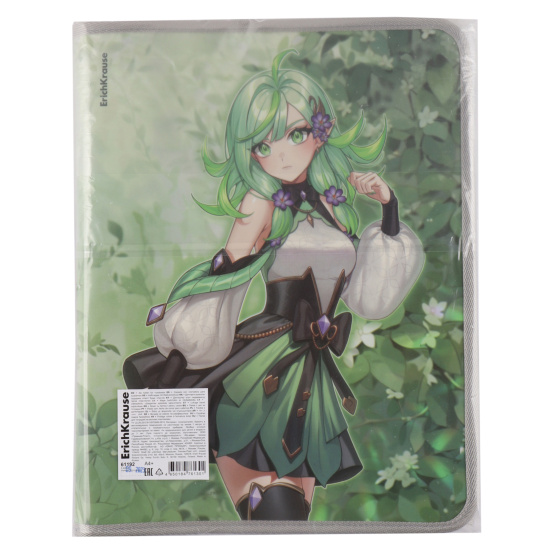 Папка для тетрадей А4, пластик, на молнии вокруг, цвет зеленый, для девочек Manga Pistachio Erich Krause 61192