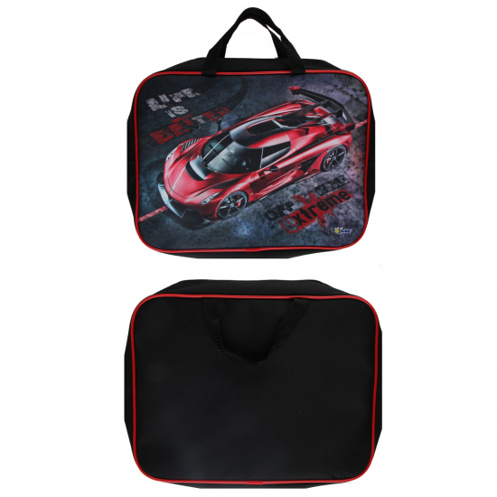 Сумка-портфель ткань, с ручками, 260*340*70мм, на молнии сверху, с рисунком Красная машина Менеджер Оникс 61984