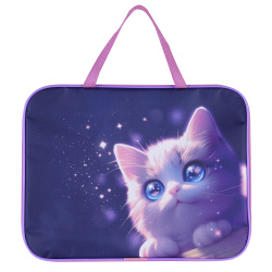 Папка с ручками ткань 26*34*6 молния Love cat КОКОС ПШ-11/261763/Р