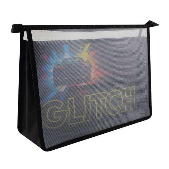 Папка для труда, А4, пластик, на молнии сверху, Glitch, Пчелка, ПТР-2
