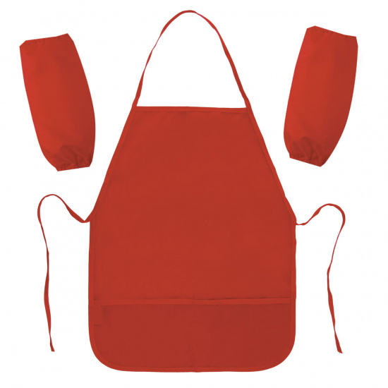 Фартук для труда с нарукавниками, полиэстер, 49*39 см, карманы, для девочек, цвет красный Пчелка НФ-1