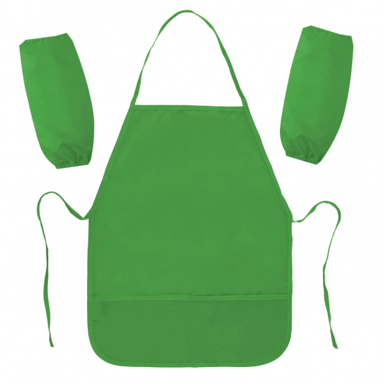 Фартук для труда с нарукавниками, полиэстер, 49*39 см, карманы, универсальный, цвет зеленый Пчелка НФ-1