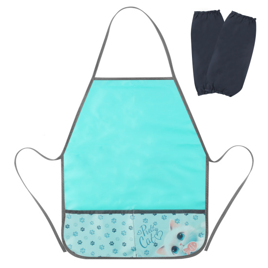 Накидка для труда, с нарукавниками, полиэстер, 49*39 см, карманы, для девочек, цвет мятный, Пушистик, КОКОС, 251758