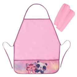Накидка для труда с нарукавниками, полиэстер, 50*60 см, карманы, для девочек, цвет розовый Anime Girl КОКОС 216354