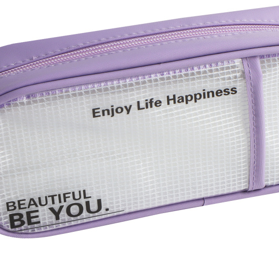 Пенал, ПВХ, ткань, 1 отделение, 21*10*5 см, прозрачная крышка, Be you, КОКОС, 252265