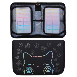 Пенал картон ткань 1 отделение 20*14*4 2 откидные планки 3D фольга Cat's paws КОКОС ПКТ 09-22-1/261650