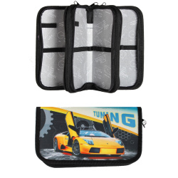 Пенал картон ткань 3отд б/н 11*19*6 Yellow Sport car 2018 ПО-411