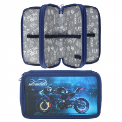 Пенал картон ткань 3отд б/н 11*19*6 Motor bikers ПКТ 12-20 57071