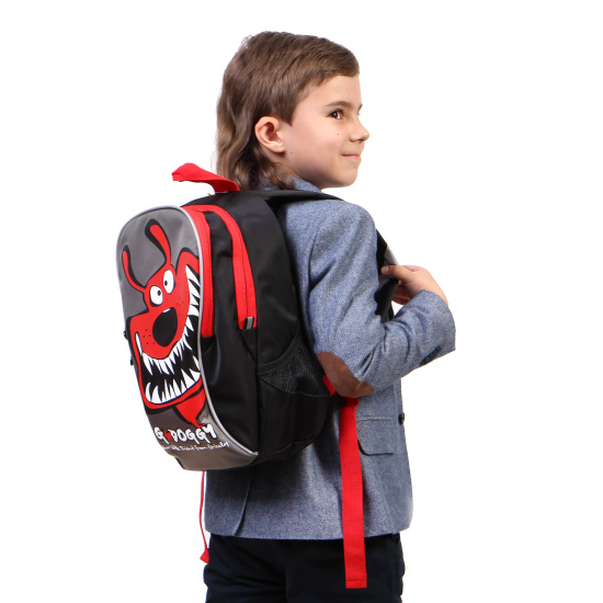 Рюкзак детский полиэстер 2 отделение 24*34*10 Grizzly RK-079-3 черный/красный