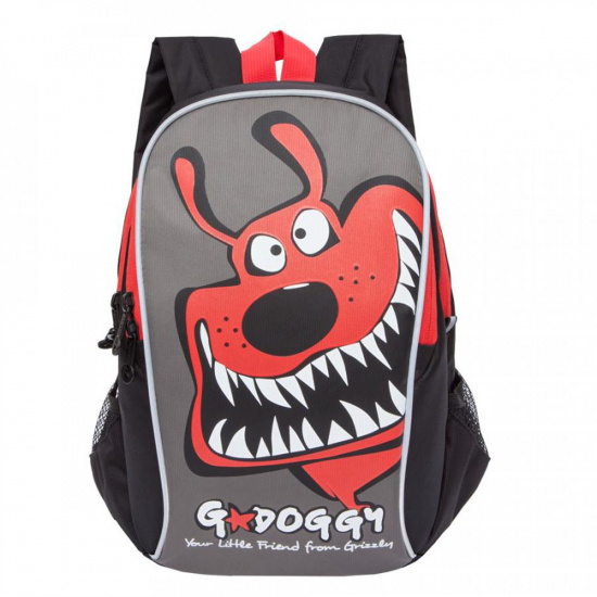 Рюкзак детский полиэстер 2 отделение 24*34*10 Grizzly RK-079-3 черный/красный