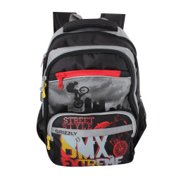 Рюкзак 2отд эргоном Grizzly 28*30*16 нейлон Grizzly RB-964-3 черн/серый