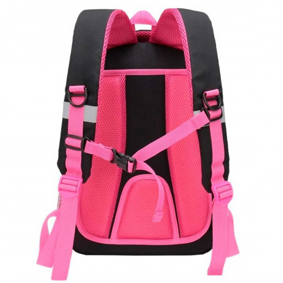 Рюкзак спинка эргономичная, 2 отделения, 38*28*12 см, черный/розовый Grizzly RG-966-21