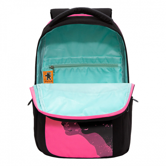 Рюкзак спинка мягкая EVA, 42*26*14 см, 2 отделения, черный/розовый Grizzly RX-114-2