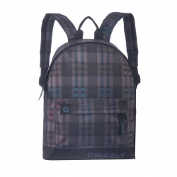 Рюкзак 1отд Grizzly 33*41*16 полиэстр RU-600-1 клетка сер голуб