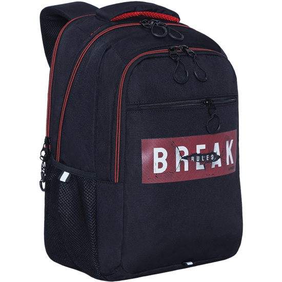 Рюкзак спинка эргономичная, 30*42*16 см, 2 отделения, черный/красный Grizzly RU-132-2