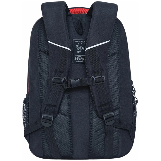 Рюкзак спинка эргономичная, 30*42*16 см, 2 отделения, черный/красный Grizzly RU-132-2