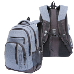 Рюкзак 2отд эргоном Grizzly 32*46*16 полиэстр RU-700-5 тем сер