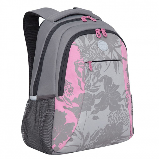 Рюкзак спинка эргономичная, 2 отделения, 30*40*16 см, серый/розовый Grizzly RD-142-2