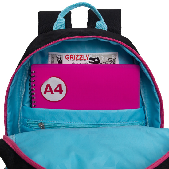Рюкзак спинка эргономичная, 1 отделение, 40*26*18 см, с брелоком, черный Grizzly RG-464-2
