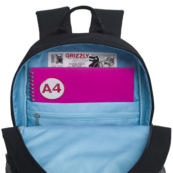 Рюкзак спинка эргономичная, 1 отделение, 40*26*18 см, с брелоком, черный Grizzly RG-464-3