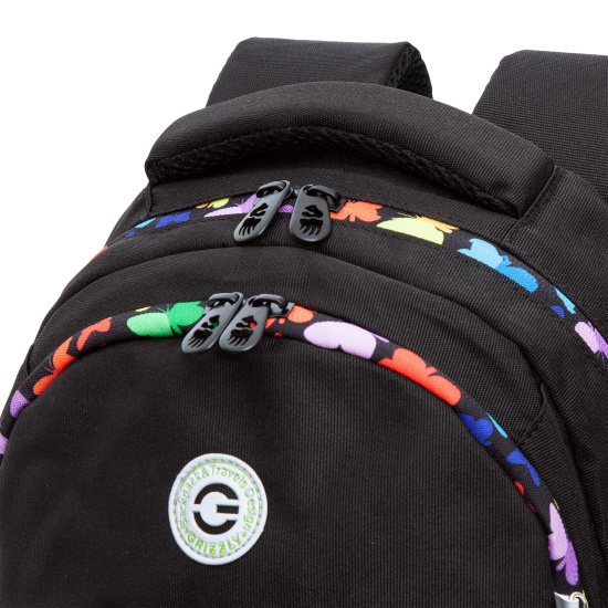 Рюкзак спинка эргономичная, 2 отделения, 38*26*18 см, с брелоком, черный Grizzly RG-460-4
