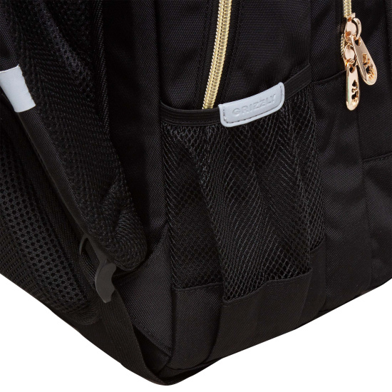 Рюкзак спинка эргономичная, 2 отделения, 38*26*18 см, с брелоком, черный Grizzly RG-460-5