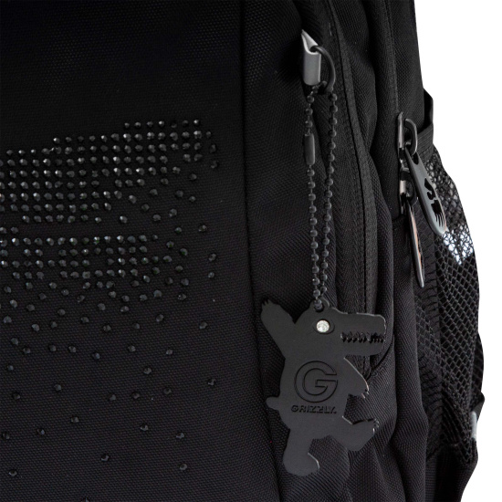 Рюкзак спинка эргономичная, 3 отделения, 40*28*16 см, с брелоком, черный Grizzly RG-461-1