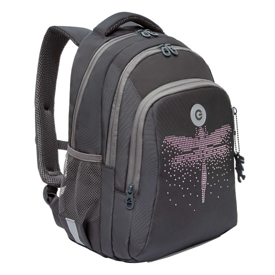 Рюкзак спинка эргономичная, 3 отделения, 40*28*16 см, с брелоком, темно-серый Grizzly RG-461-1