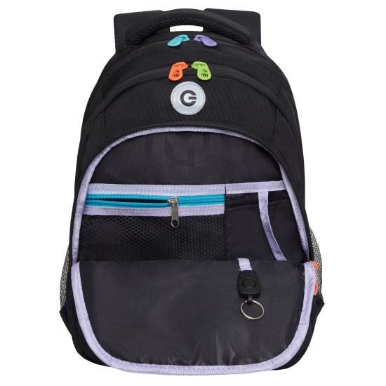 Рюкзак спинка эргономичная, 3 отделения, 40*28*16 см, с брелоком, черный Grizzly RG-461-3