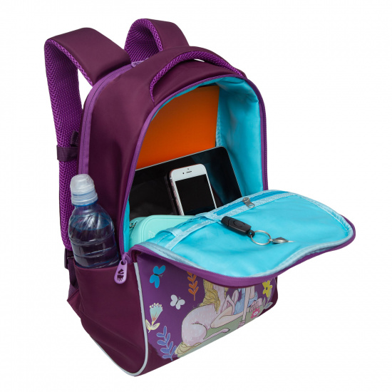 Рюкзак спинка эргономичная, 2 отделения, 38*26*12 см, с брелоком, фиолетовый Grizzly RG-267-2