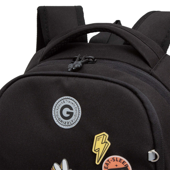 Рюкзак спинка эргономичная, 2 отделения, 38*30*14 см, черный Grizzly RB-451-1