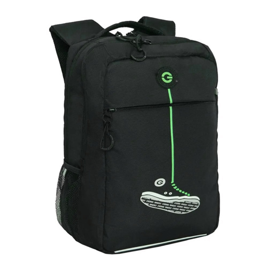 Рюкзак спинка эргономичная, 2 отделения, 38*26*16 см, черный/салатовый Grizzly RB-456-6