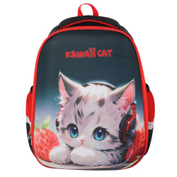 Ранец, спинка ортопедическая EVA, 1 отделение, 38*28*16 см, Optima, Kawaii Cat, Attomex, 7033501