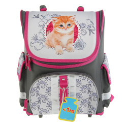 Рюкзак 1отд ортопед каркас Cute Cat (модель Light) 28*36*16 разборн ЕК 42337 сер
