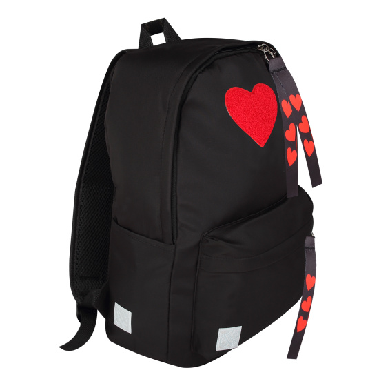 Рюкзак, спинка мягкая EVA, 40*30*18 см, 1 отделение, черный, Сердце, CoolDay, КОКОС, 250076