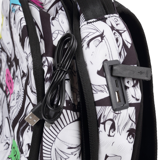 Рюкзак спинка эргономичная, 2 отделения, 42*30*16 см, черный/белый Anime Comix Label deVENTE 7032440
