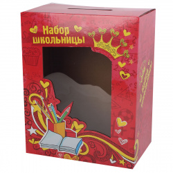 Коробка подарочная для ранца Набор школьницы 30*38*19 77008/15192 красн