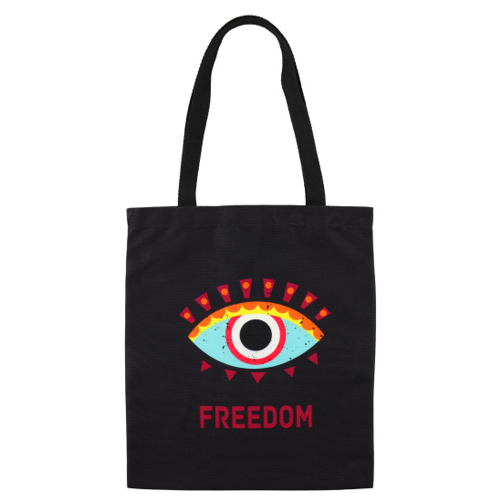 Сумка, шоппер, ткань, 1 отделение, 35*40 см, черный, Freedom, КОКОС, 211754