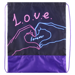 Мешок для обуви полиэстер, 1 отделение, 40*48 см, цвет фиолетовый Любовь Пчелка СДС-53