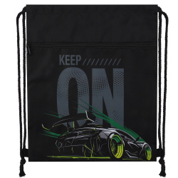 Мешок для обуви, полиэстер, 1 отделение, 37*45 см, 1 внешний, цвет черный с рисунком, Auto fight, КОКОС, 250301