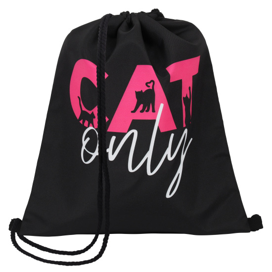 Мешок для обуви, полиэстер, 1 отделение, 36*44 см, цвет черный с рисунком, Cat only, КОКОС, 250080