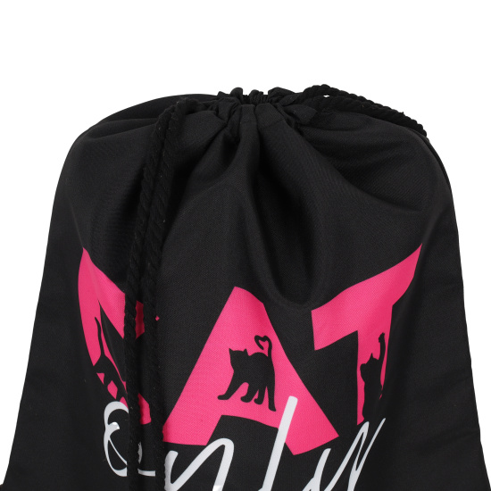 Мешок для обуви, полиэстер, 1 отделение, 36*44 см, цвет черный с рисунком, Cat only, КОКОС, 250080