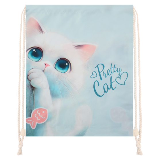 Мешок для обуви, полиэстер, 1 отделение, 36*44 см, цвет голубой с рисунком, Пушистик, КОКОС, 250094