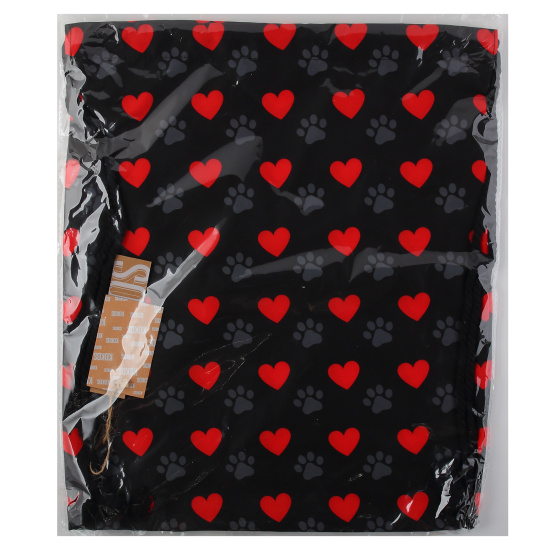 Мешок для обуви, полиэстер, 1 отделение, 36*44 см, цвет черный с рисунком, Сердце, КОКОС, 250096