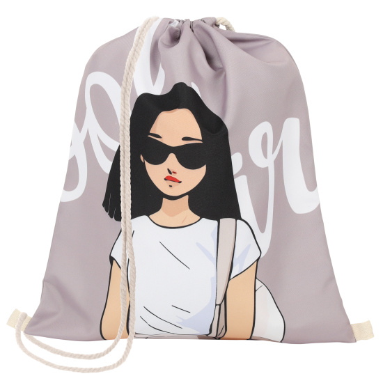 Мешок для обуви, полиэстер, 1 отделение, 36*44 см, цвет серый с рисунком, Cool girl, КОКОС, 250108
